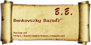 Benkovszky Bazsó névjegykártya